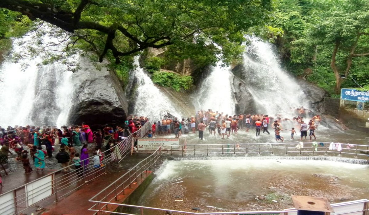 ஐந்தருவி மற்றும் குற்றால அருவிகளுக்கு படை எடுக்கும் சுற்றுலாப் பயணிகள்