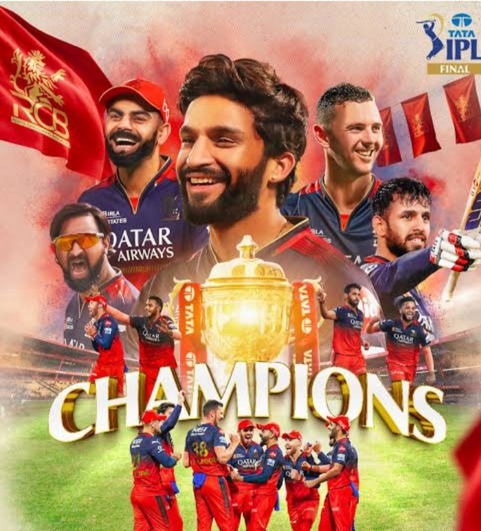 பெங்களூர் அணி 18 ஆண்டுகளுக்கு பின்னால் ஐ.பி.எல் டாடா கோப்பையை வென்று சாதனை முத்திரை பதித்தது.