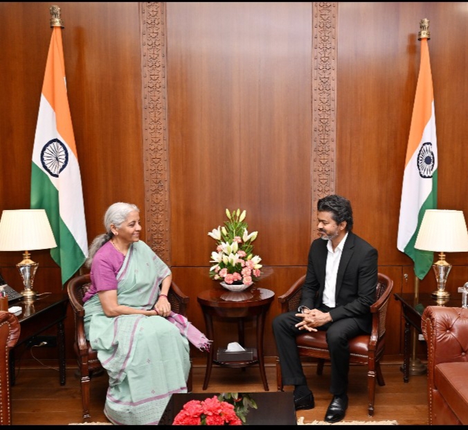 தமிழக முதலமைச்சர் விஜய்- நிதி அமைச்சர் நிர்மலா சீதாராமன் சந்திப்பு